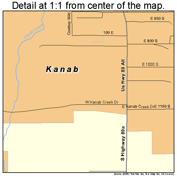 Kanab, Utah road map detail