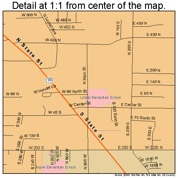 Lindon, Utah road map detail
