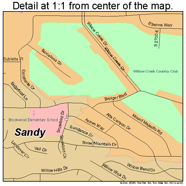 Little Cottonwood Creek Valley, Utah road map detail