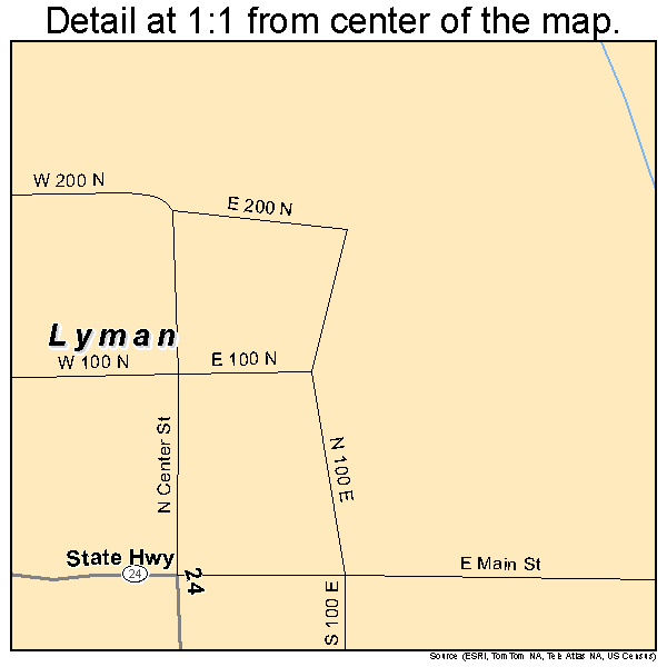 Lyman, Utah road map detail