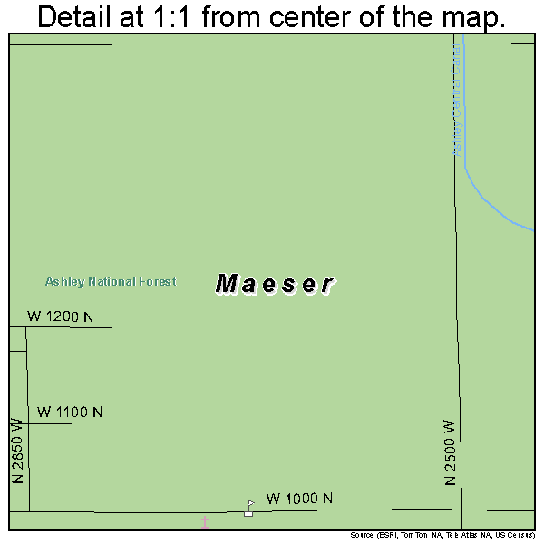 Maeser, Utah road map detail