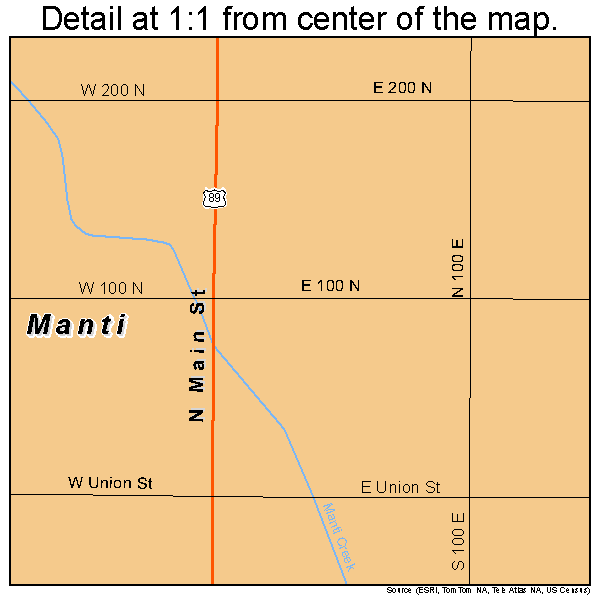 Manti, Utah road map detail