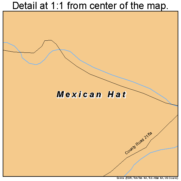 Mexican Hat, Utah road map detail
