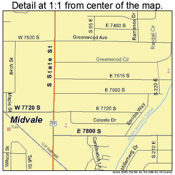 Midvale, Utah road map detail