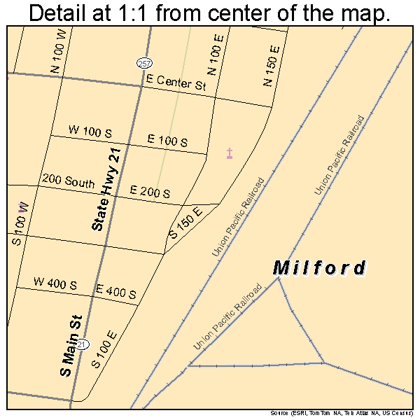 Milford, Utah road map detail