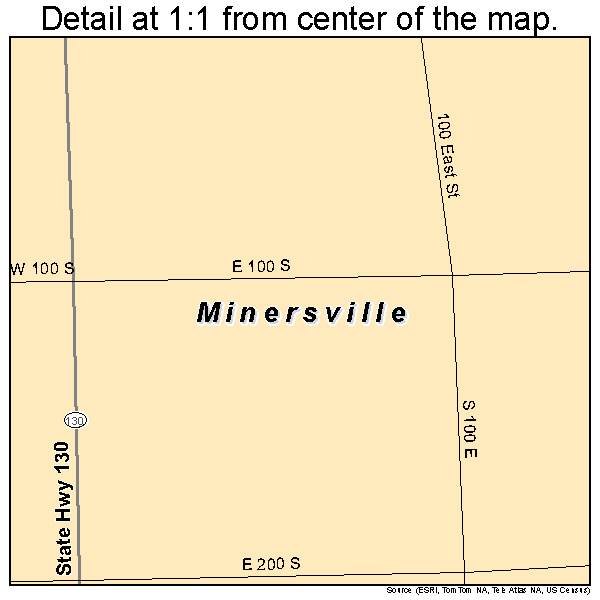 Minersville, Utah road map detail