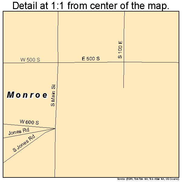 Monroe, Utah road map detail