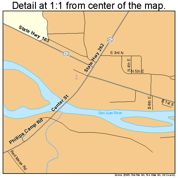 Montezuma Creek, Utah road map detail