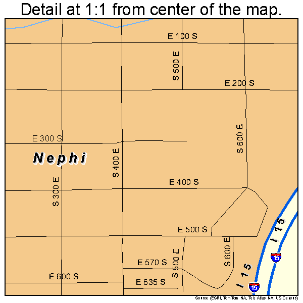 Nephi, Utah road map detail