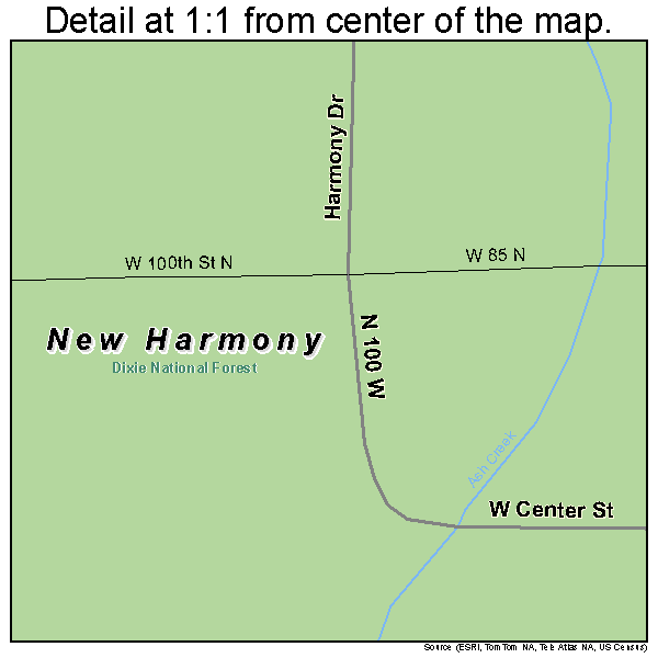 New Harmony, Utah road map detail