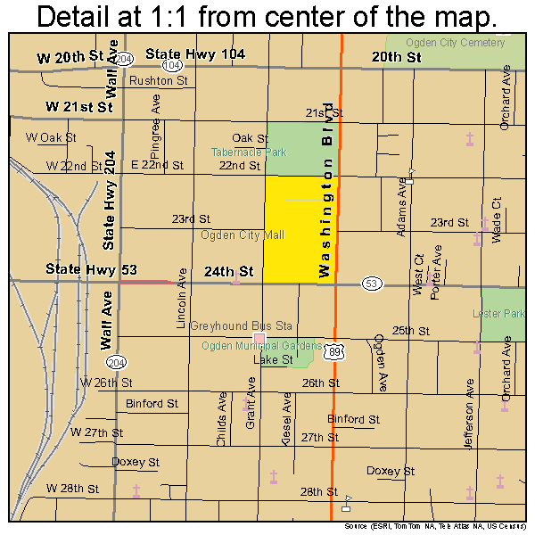 Ogden, Utah road map detail