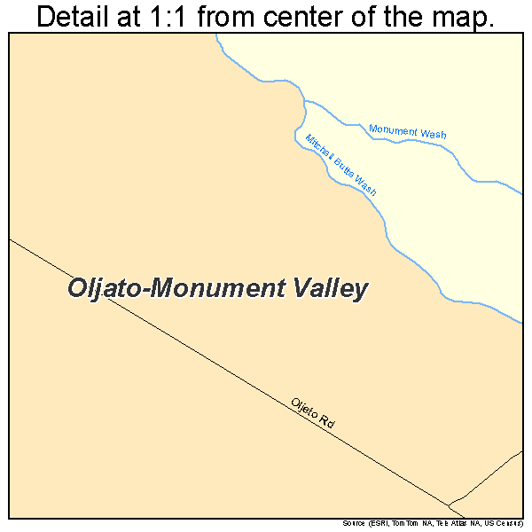 Oljato-Monument Valley, Utah road map detail