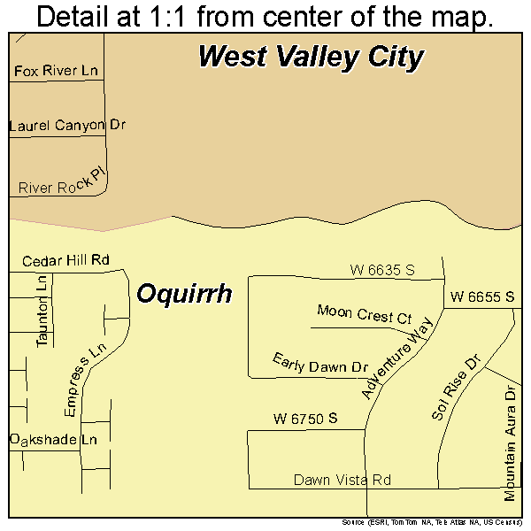 Oquirrh, Utah road map detail