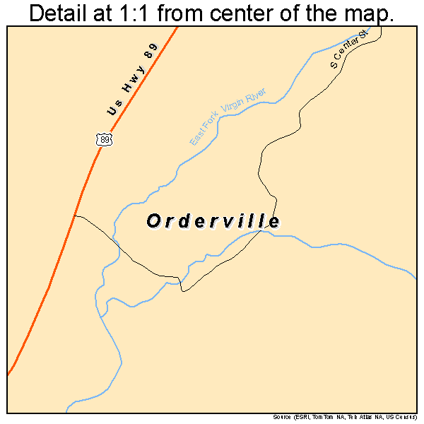 Orderville, Utah road map detail