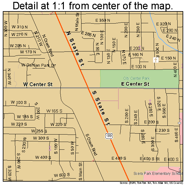 Orem, Utah road map detail