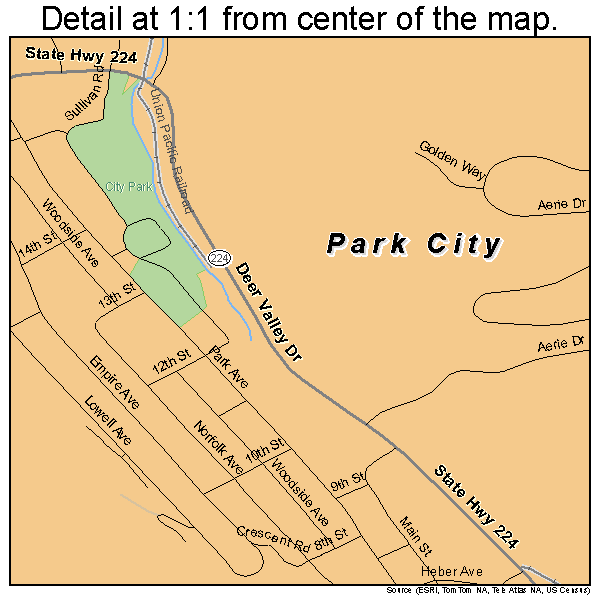 Park City, Utah road map detail