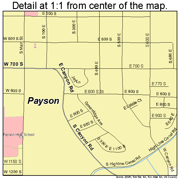 Payson, Utah road map detail