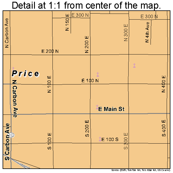 Price, Utah road map detail