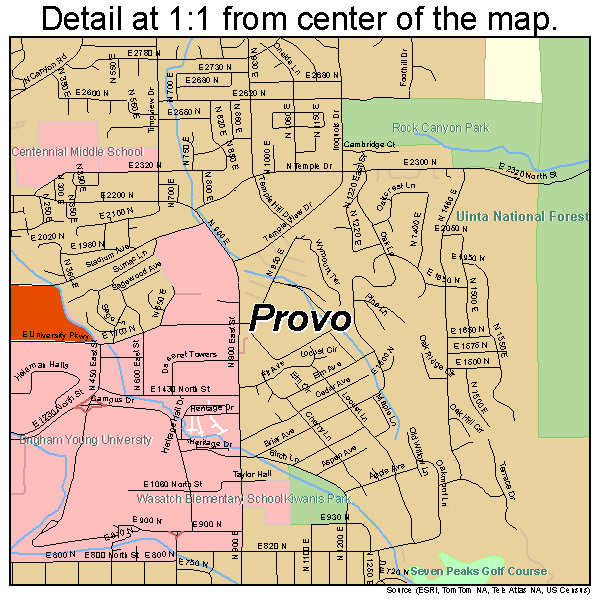 Provo, Utah road map detail