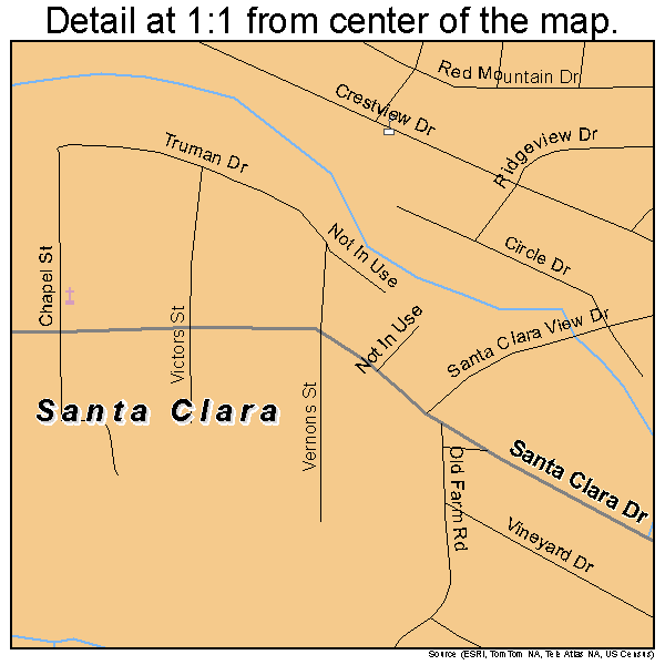 Santa Clara, Utah road map detail