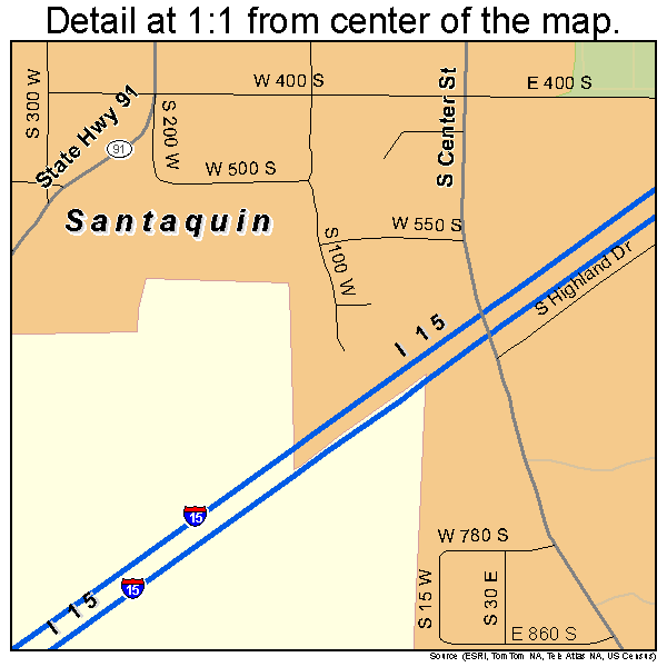 Santaquin, Utah road map detail