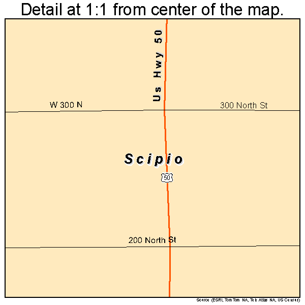 Scipio, Utah road map detail