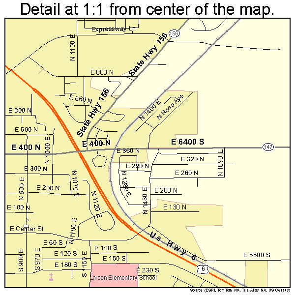 Spanish Fork, Utah road map detail