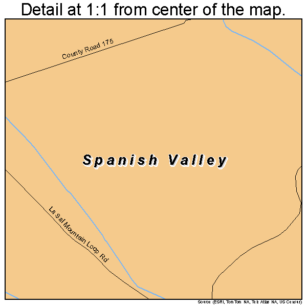 Spanish Valley, Utah road map detail