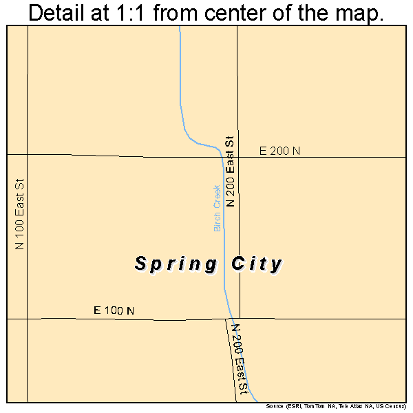 Spring City, Utah road map detail