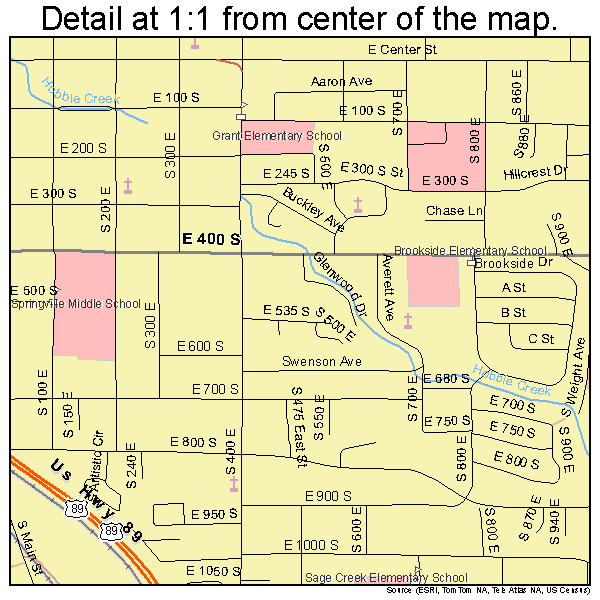 Springville, Utah road map detail