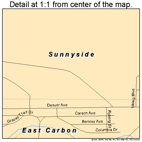 Sunnyside, Utah road map detail