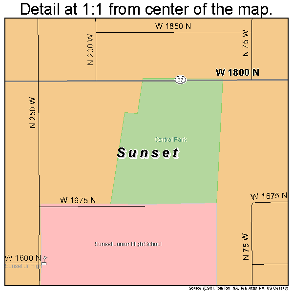 Sunset, Utah road map detail