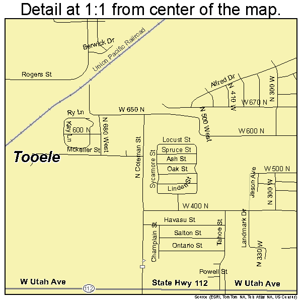 Tooele, Utah road map detail