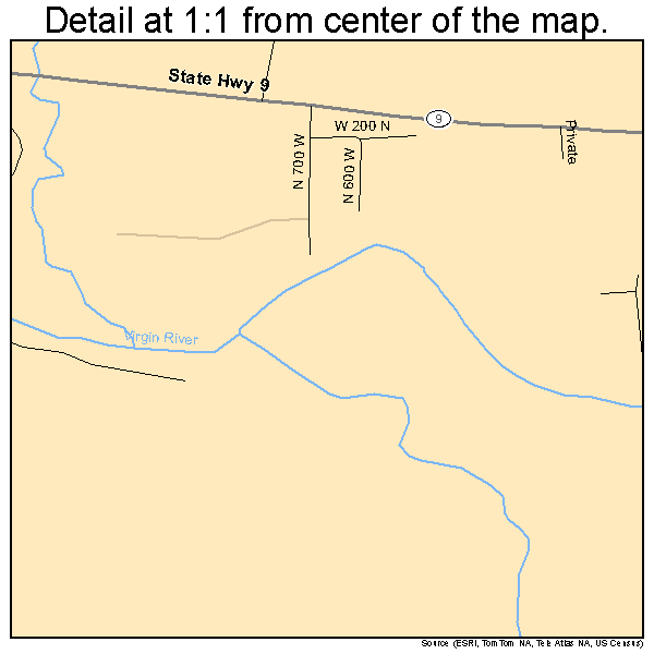 Virgin, Utah road map detail