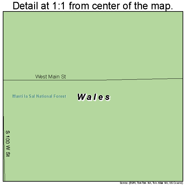 Wales, Utah road map detail