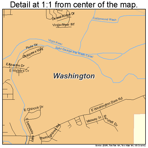 Washington, Utah road map detail