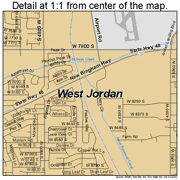 West Jordan, Utah road map detail