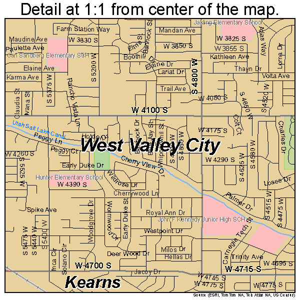 West Valley City, Utah road map detail