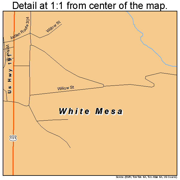 White Mesa, Utah road map detail