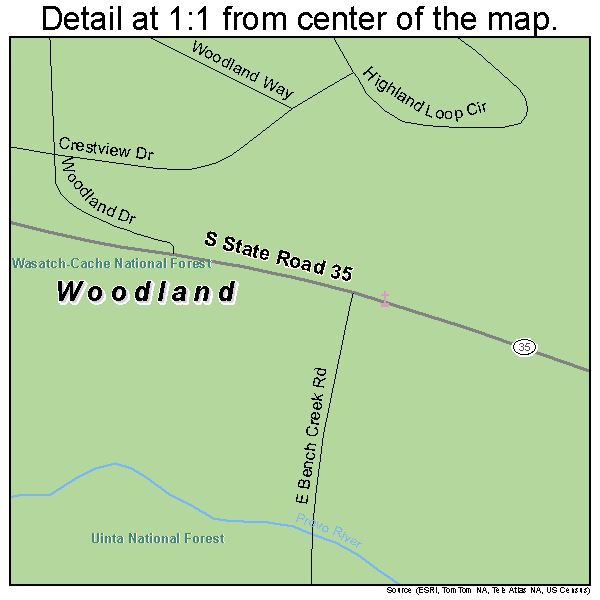 Woodland, Utah road map detail