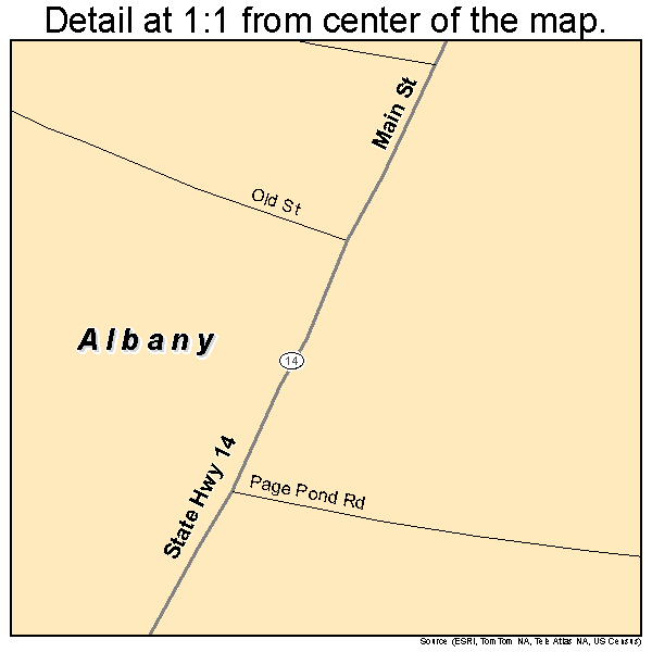 Albany, Vermont road map detail