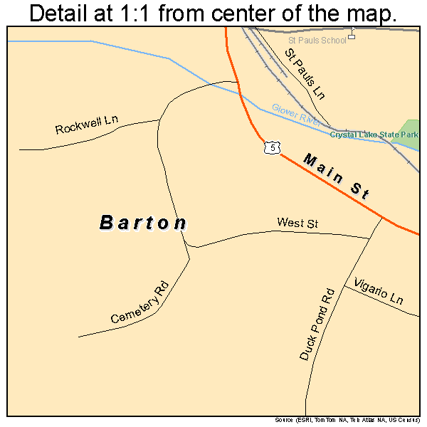 Barton, Vermont road map detail