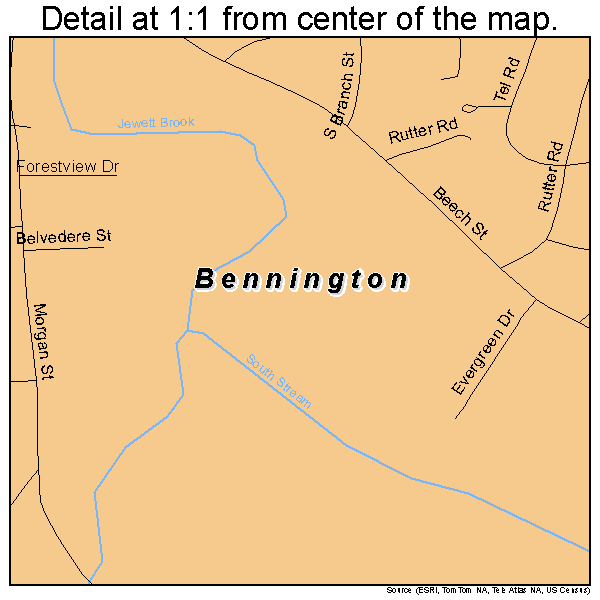 Bennington, Vermont road map detail