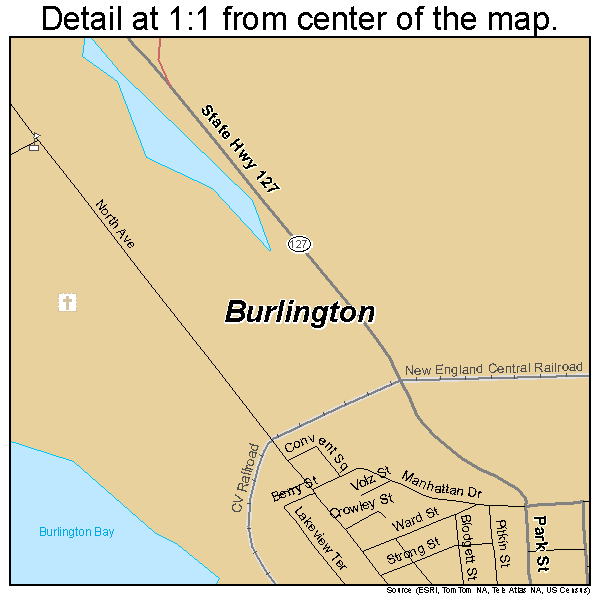 Burlington, Vermont road map detail
