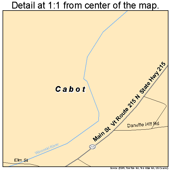 Cabot, Vermont road map detail