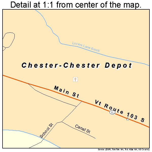 Chester-Chester Depot, Vermont road map detail