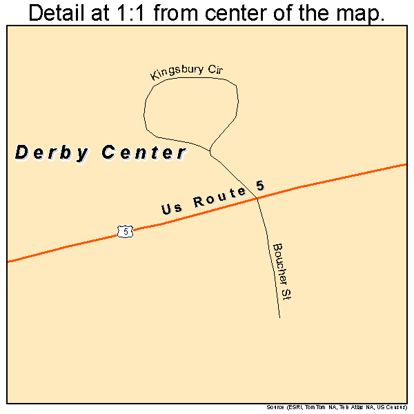 Derby Center, Vermont road map detail