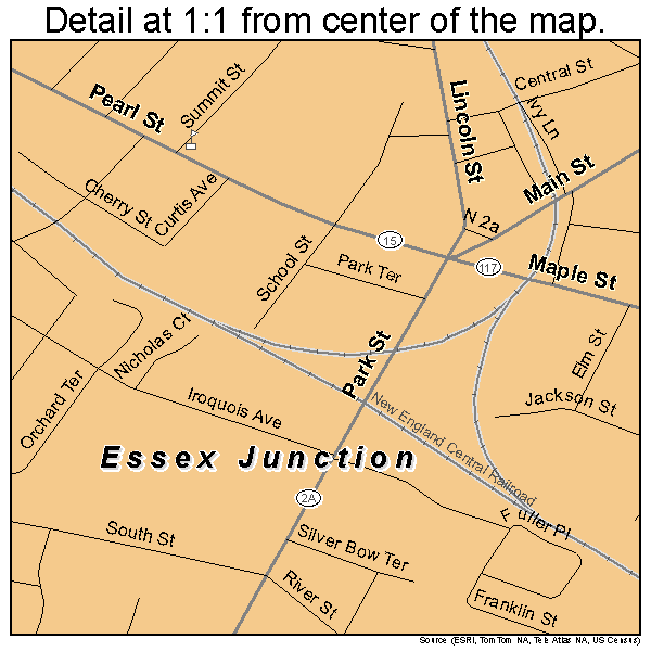 Essex Junction, Vermont road map detail