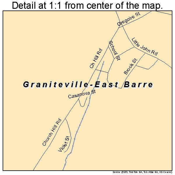 Graniteville-East Barre, Vermont road map detail