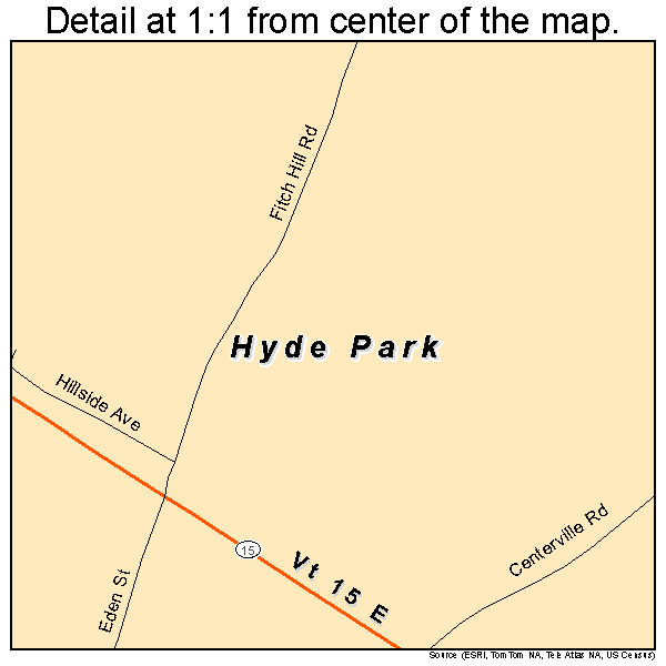 Hyde Park, Vermont road map detail